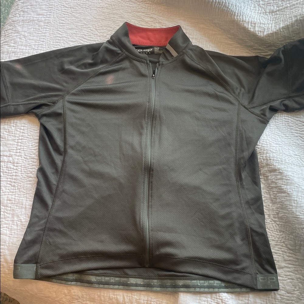 Black Cycling Jersey with Red Collar